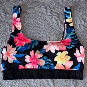 Victoria’s Secret PINK Floral Sports Bra Women’s Size Medium Black Multicolor